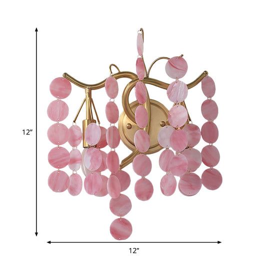 Modern Branch Design Bedroom Wall Lamp - Blue/Pink Glass, 2 Lights, Open Bulb