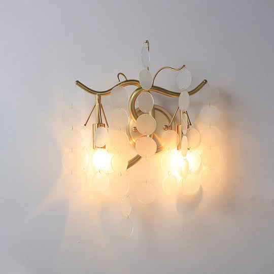 Modern Branch Design Bedroom Wall Lamp - Blue/Pink Glass, 2 Lights, Open Bulb