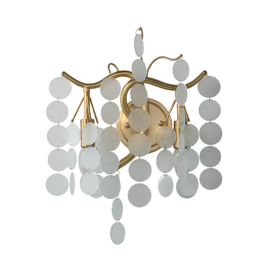 Modern Branch Design Bedroom Wall Lamp - Blue/Pink Glass, 2 Lights, Open Bulb