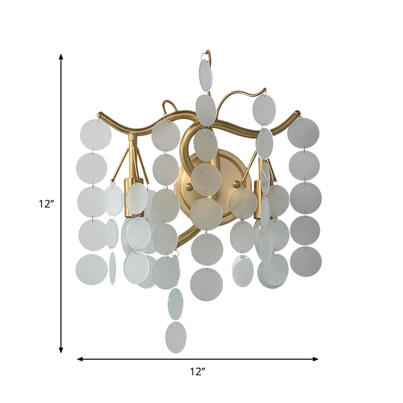 Modern Branch Design Bedroom Wall Lamp - Blue/Pink Glass, 2 Lights, Open Bulb