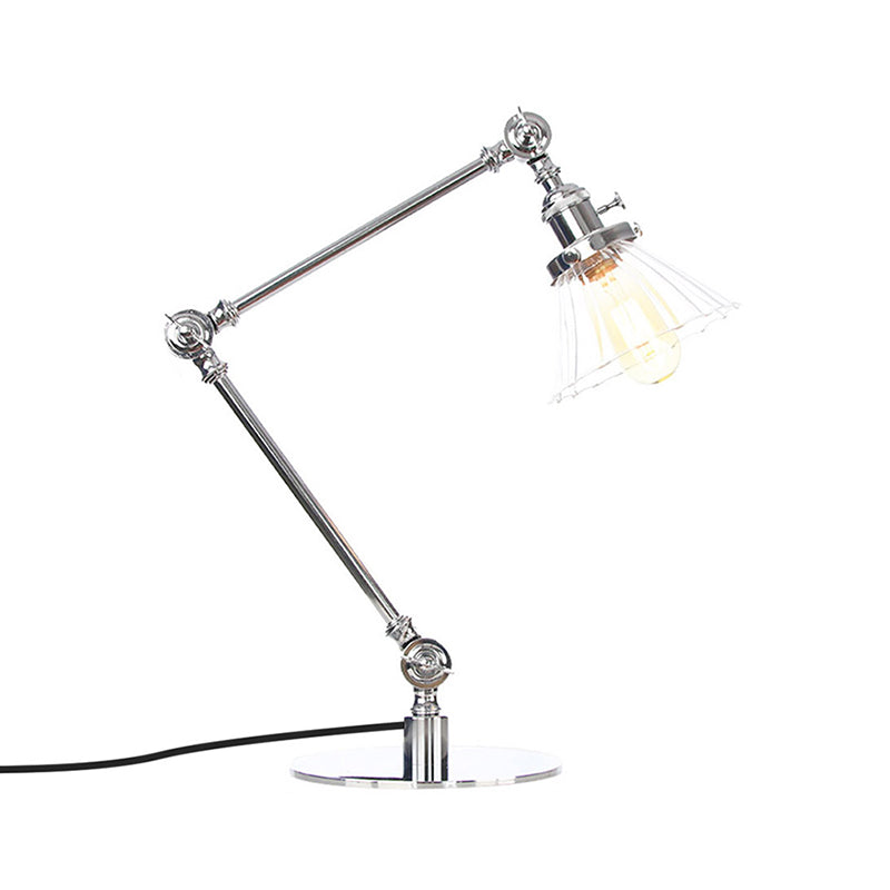 Stylish Cone Clear/Amber Glass Table Lamp - 1 Light Black/Brass Lighting for Study Room