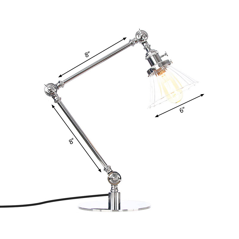 Stylish Cone Clear/Amber Glass Table Lamp - 1 Light Black/Brass Lighting for Study Room