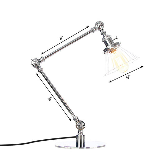 Stylish Cone Clear/Amber Glass Table Lamp - 1 Light Black/Brass Lighting for Study Room