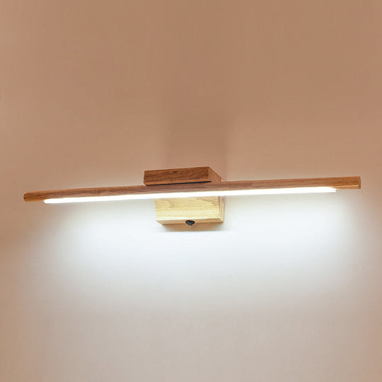 Modern Minimalist Wood Vanity Wall Light - Single Linear Design