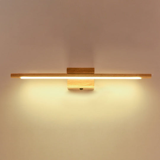 Modern Minimalist Wood Vanity Wall Light - Single Linear Design