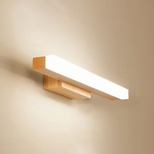 Nordic Minimalist Wood Vanity Light - Rectangular Single Wall Sconce