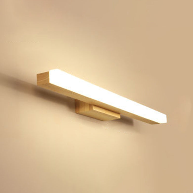 Nordic Minimalist Wood Vanity Light - Rectangular Single Wall Sconce