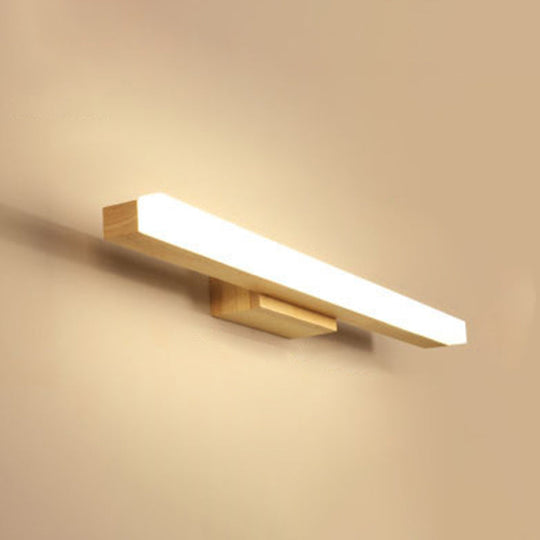 Nordic Minimalist Wood Vanity Light - Rectangular Single Wall Sconce