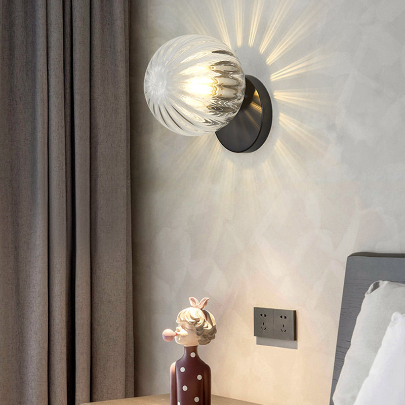 Modern Simplicity Wall Sconce: 1-Light Metal Wall Lamp with Glass Ball Shade