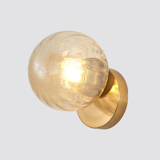 Modern Simplicity Wall Sconce: 1-Light Metal Wall Lamp with Glass Ball Shade