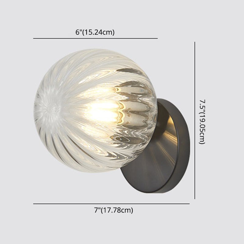 Modern Simplicity Wall Sconce: 1-Light Metal Wall Lamp with Glass Ball Shade