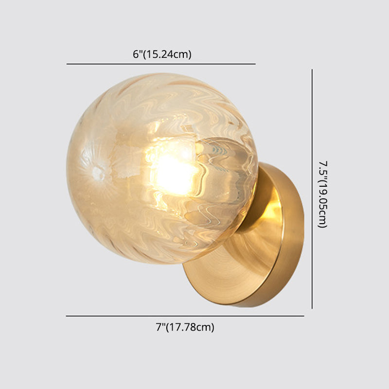 Modern Simplicity Wall Sconce: 1-Light Metal Wall Lamp with Glass Ball Shade