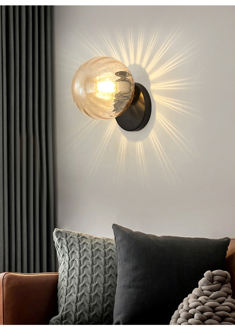 Modern Simplicity Wall Sconce: 1-Light Metal Wall Lamp with Glass Ball Shade