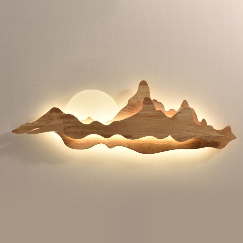 Chinese-inspired Moon and Mountain Wall Sconce for Living Room