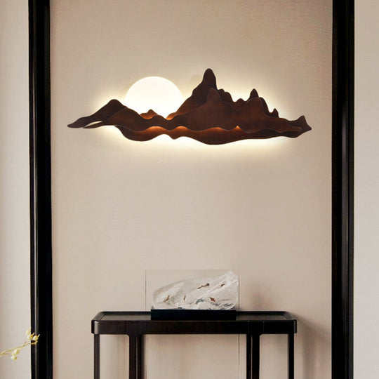 Chinese-inspired Moon and Mountain Wall Sconce for Living Room