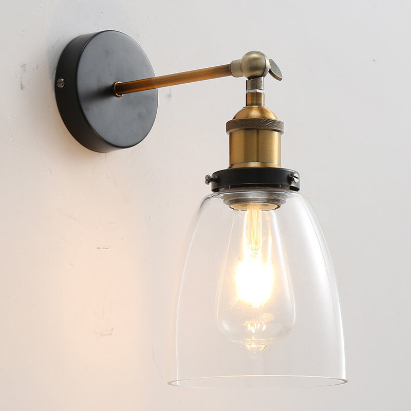 Vintage Industrial Wall Sconce - Single Clear Glass Shade Light