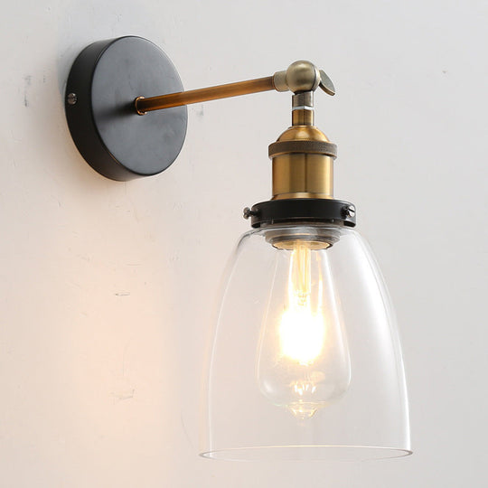 Vintage Industrial Wall Sconce - Single Clear Glass Shade Light