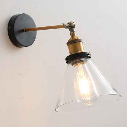 Vintage Industrial Wall Sconce - Single Clear Glass Shade Light