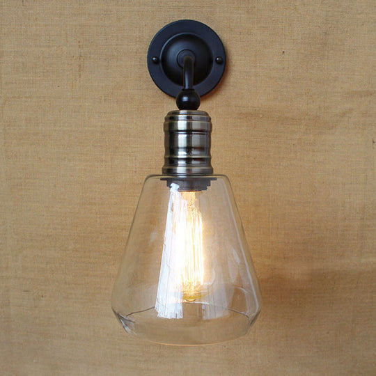 Simplicity 1-Light American Vintage Wall Lamp with Glass Shade
