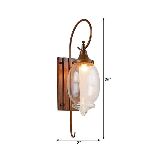 Traditional Brown Glass Bottle Sconce - Outdoor Wall Lighting with Clear 1-Light Fixture