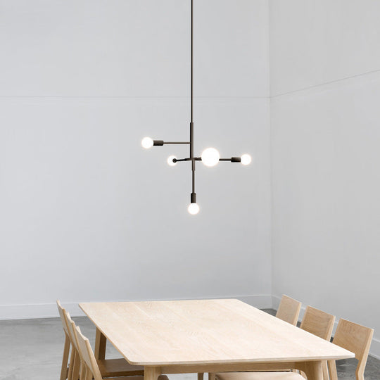 Modern Minimalist Molecular White Glass Chandelier - 5-Light Ceiling Fixture