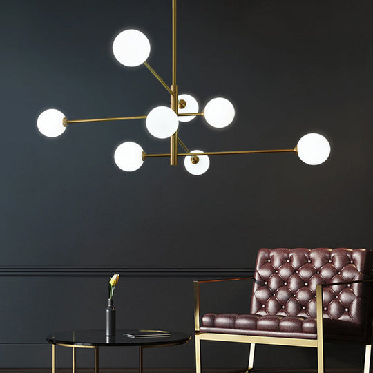 Post-Modern Gold Metal Chandelier with Glass Shades - Ideal for Living Room