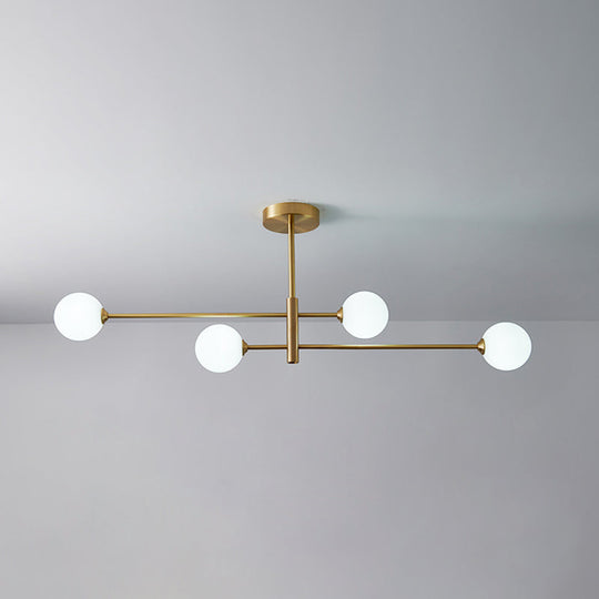 Post-Modern Gold Metal Chandelier with Glass Shades - Ideal for Living Room