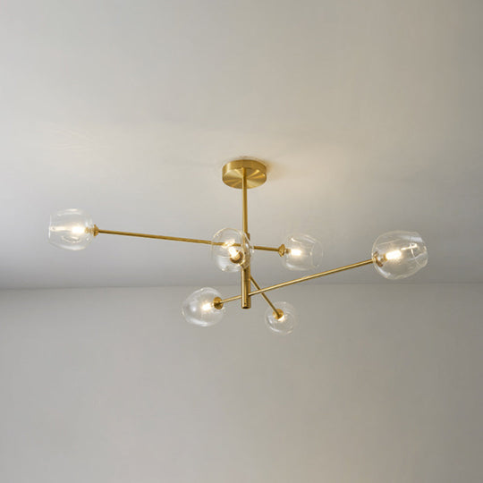 Post-Modern Gold Metal Chandelier with Glass Shades - Ideal for Living Room