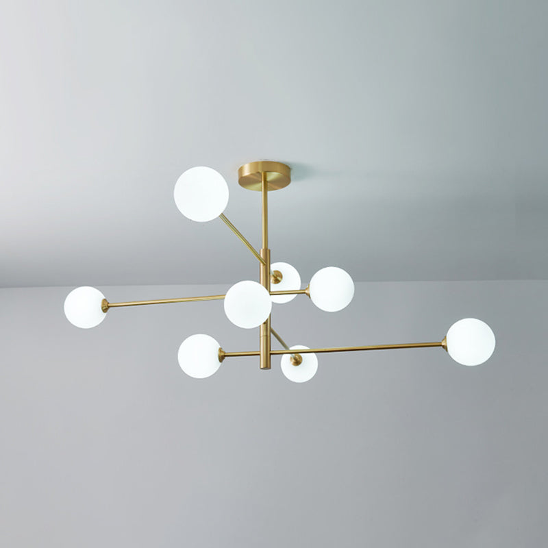 Post-Modern Gold Metal Chandelier with Glass Shades - Ideal for Living Room