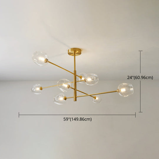 Post-Modern Gold Metal Chandelier with Glass Shades - Ideal for Living Room