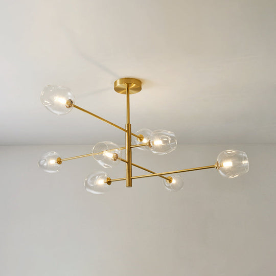Post-Modern Gold Metal Chandelier with Glass Shades - Ideal for Living Room
