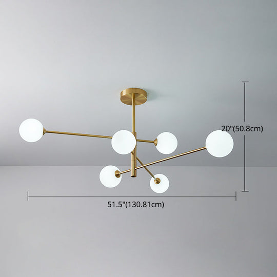 Post-Modern Gold Metal Chandelier with Glass Shades - Ideal for Living Room