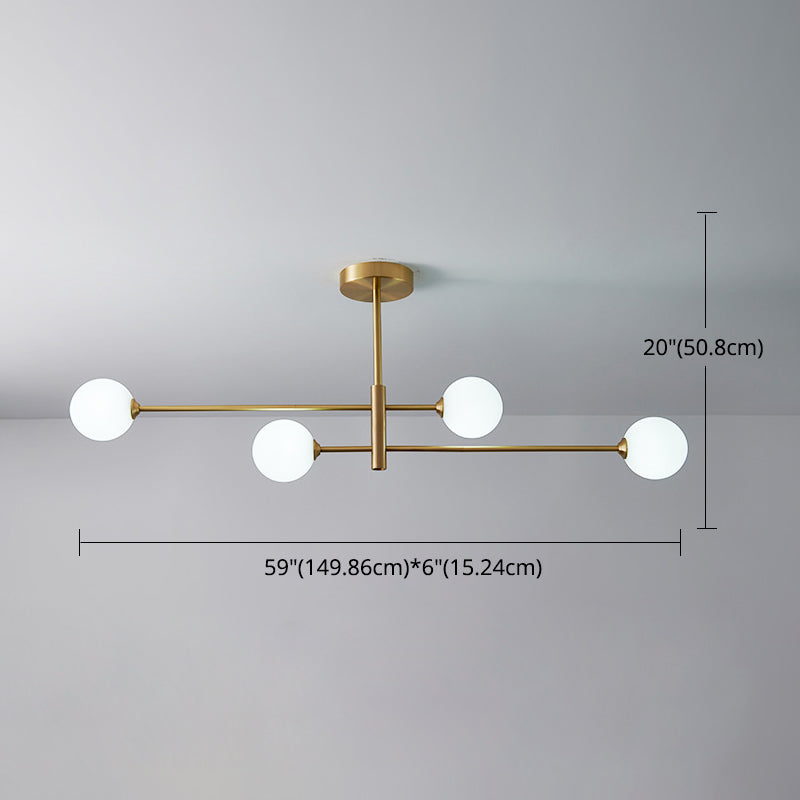 Post-Modern Gold Metal Chandelier with Glass Shades - Ideal for Living Room