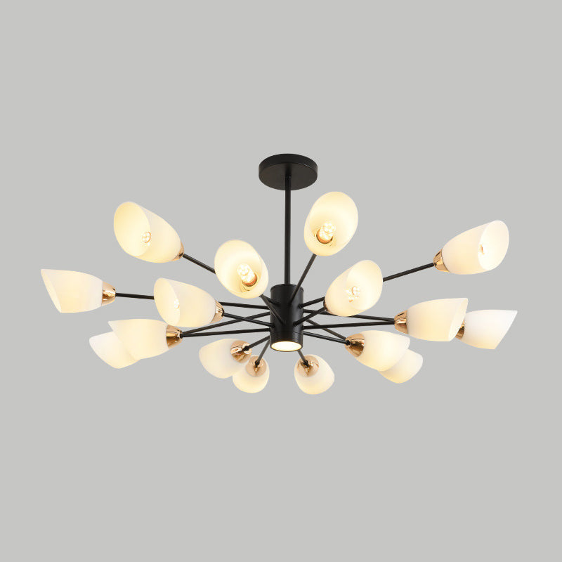 Modern White Glass Starburst Hanging Chandelier for Living Room Ceiling