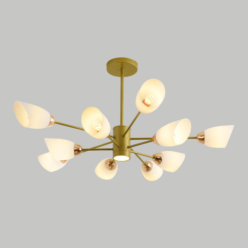 Modern White Glass Starburst Hanging Chandelier for Living Room Ceiling
