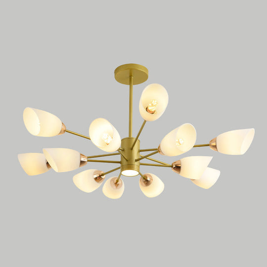 Modern White Glass Starburst Hanging Chandelier for Living Room Ceiling