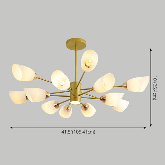 Modern White Glass Starburst Hanging Chandelier for Living Room Ceiling