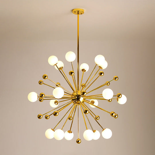 Modern Gold Metal Hanging Chandelier with Glass Shade – Elegant Ceiling Light for Living Room