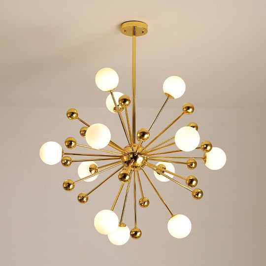 Modern Gold Metal Hanging Chandelier with Glass Shade – Elegant Ceiling Light for Living Room