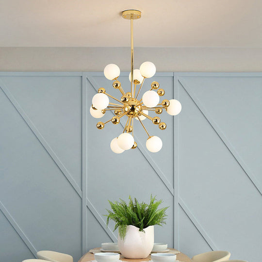 Modern Gold Metal Hanging Chandelier with Glass Shade – Elegant Ceiling Light for Living Room