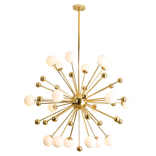 Modern Gold Metal Hanging Chandelier with Glass Shade – Elegant Ceiling Light for Living Room