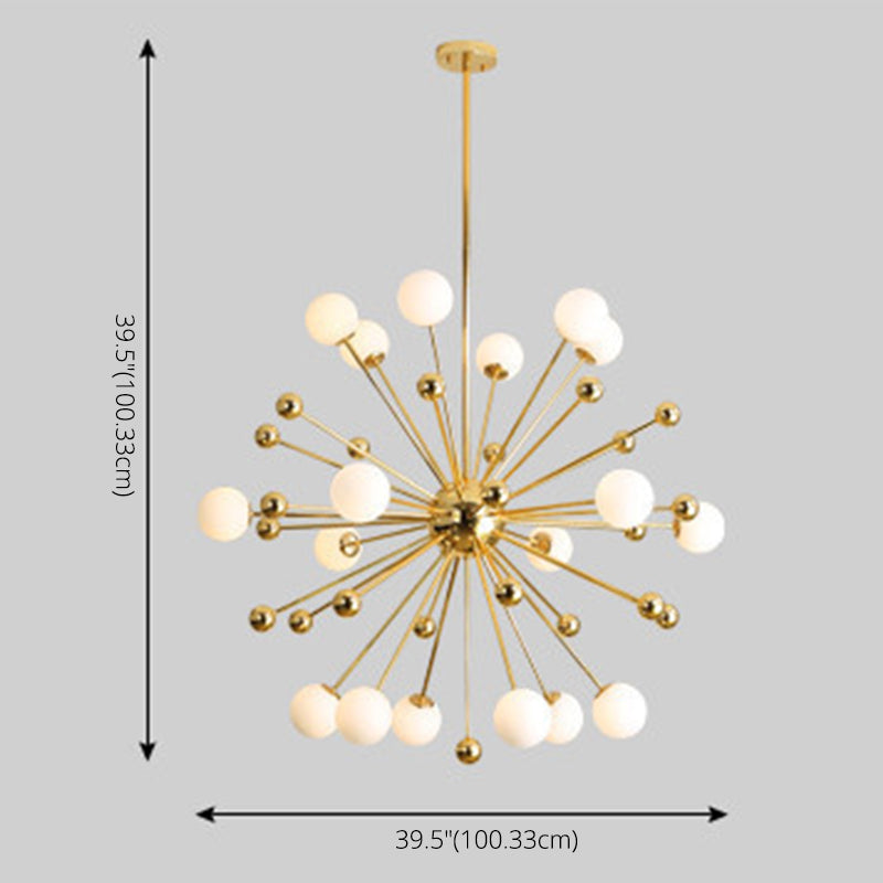 Modern Gold Metal Hanging Chandelier with Glass Shade – Elegant Ceiling Light for Living Room