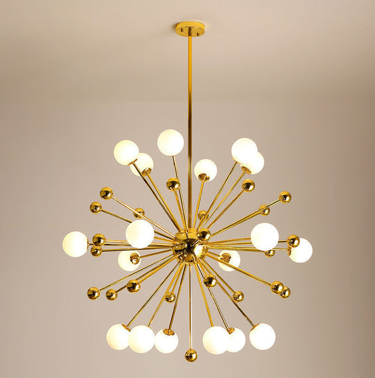 Modern Gold Metal Hanging Chandelier with Glass Shade – Elegant Ceiling Light for Living Room