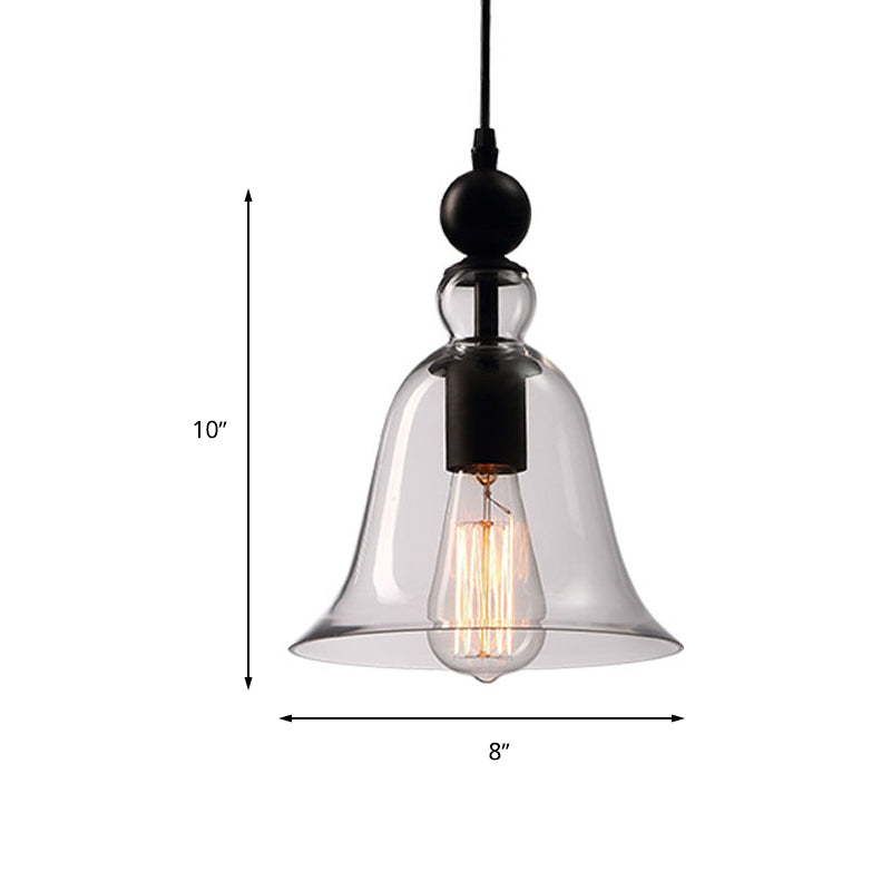 Modern Amber/Clear Glass Bell Pendant Lamp - Stylish Hanging Light for Dining Room