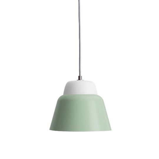 Cone Hanging Light Fixture - Macaron Metal Pendant Ceiling Light (1 Head, 6.5"/10.5" Height) - Pink/Blue/Black Shade