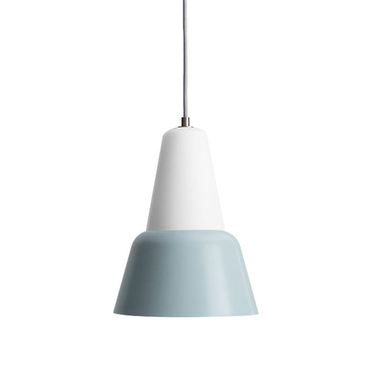 Cone Hanging Light Fixture - Macaron Metal Pendant Ceiling Light (1 Head, 6.5"/10.5" Height) - Pink/Blue/Black Shade
