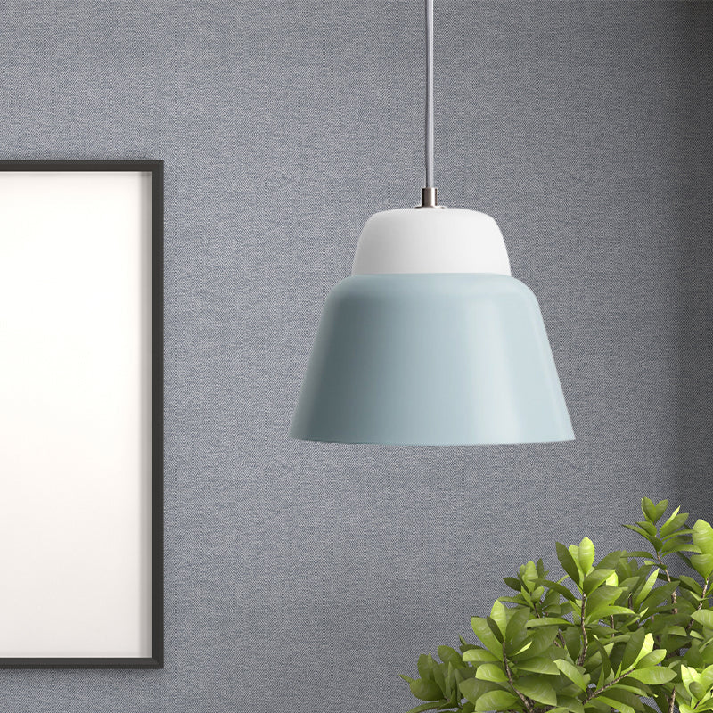 Cone Hanging Light Fixture - Macaron Metal Pendant Ceiling Light (1 Head, 6.5"/10.5" Height) - Pink/Blue/Black Shade