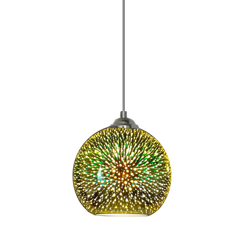 Modern Gold/Copper 3D Glass Globe Hanging Light Fixture - 1 Head - Dining Room Pendant Lamp - 8"/10" Wide