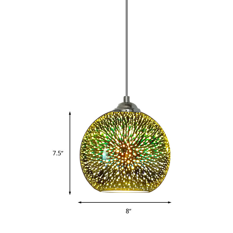 Modern Gold/Copper 3D Glass Globe Hanging Light Fixture - 1 Head - Dining Room Pendant Lamp - 8"/10" Wide