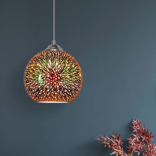 Modern Gold/Copper 3D Glass Globe Hanging Light Fixture - 1 Head - Dining Room Pendant Lamp - 8"/10" Wide